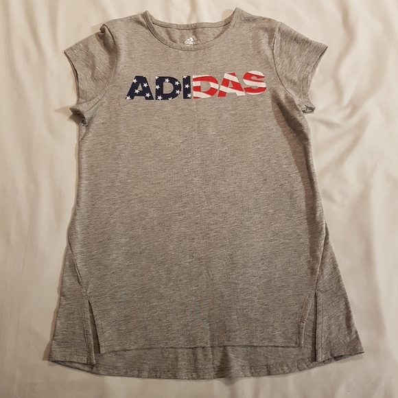 Adidas girls size Large or 12/14 gray short sleeve shirt - Picture 1 of 4